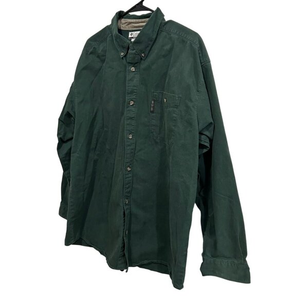 Columbia Mens Cotton Button-Up Shirt Forest Green Sz XL - Picture 3 of 8